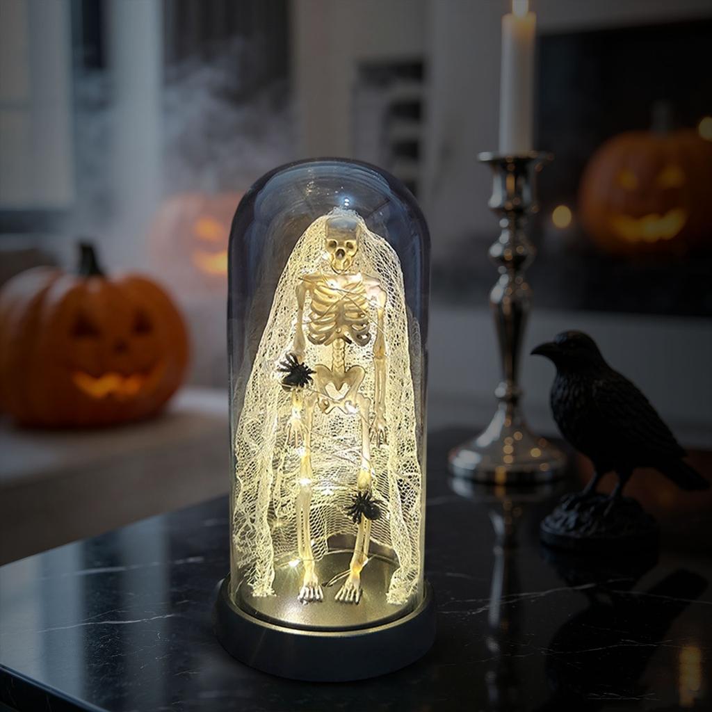 Glass Music Box with Light - Halloween Christmas Ornament Tabletop Decoration Gift