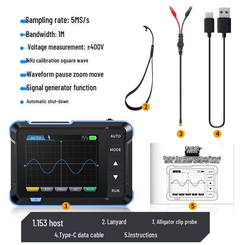 

Fnirsi Portable Handheld Digital Oscilloscope & Signal Generator, 1M Bandwidth