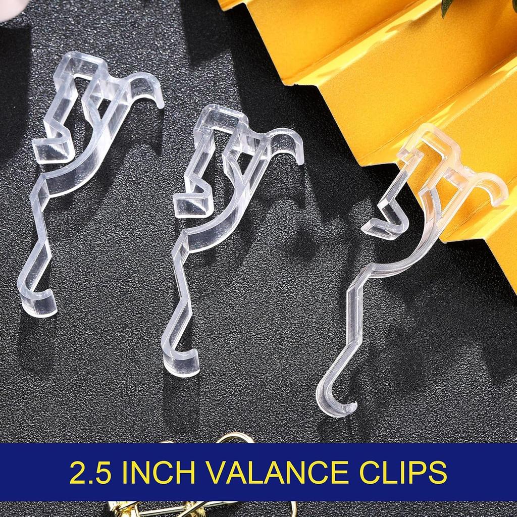Jetec Valance Clips 2.5 Inch Arc-Shaped Clear Plastic Valance Retainer Clips Hidden Window Blind Holder(30 Pieces)