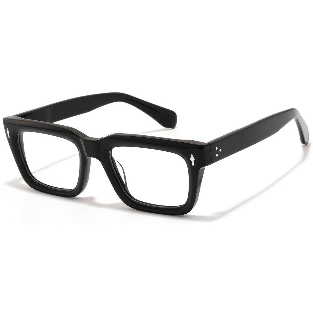 New Plate Glasses Frame Retro Square Men's Frame Luxury Brand Design Fashion Clunky Thick Wide Square Acetate Glasses Frame Men