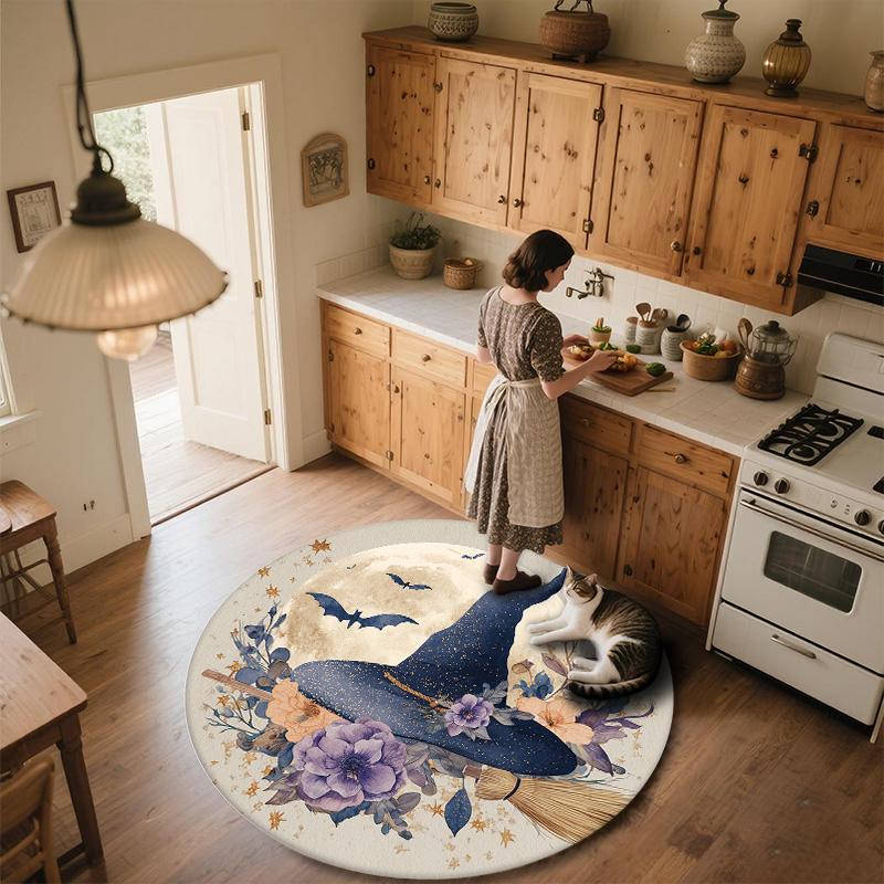 Witch Hat,Round Area Rug,Carpet Rug for Living Room Bedroom Sofa Playroom Decor,Non-slip Floor Mat