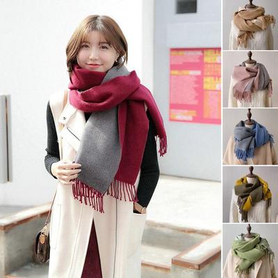 Women's Winter Double-Sided Faux Cashmere Muffler Scarf