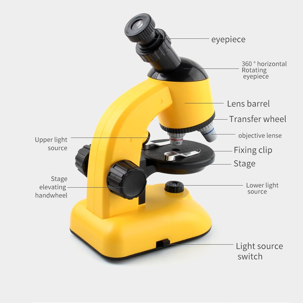 Children Students Rotatable Microscope Home Laboratory Adjustable 100X 400X 1200X Magnification Times LED Microscopes Magnifier