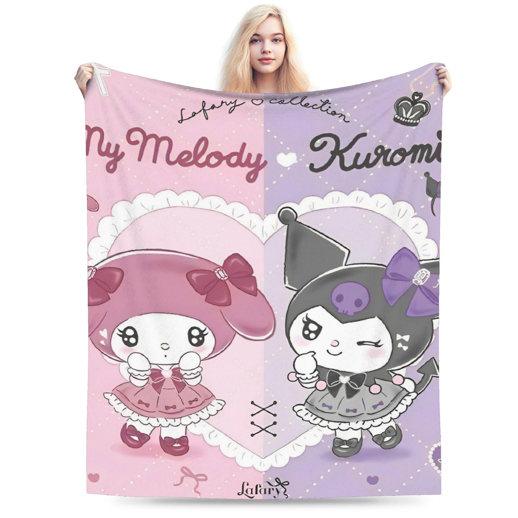 My Melody Fleece Throw Blanket Cartoon Blankets for Bedding Office Warm Bedspread 200x150cm 80x60in