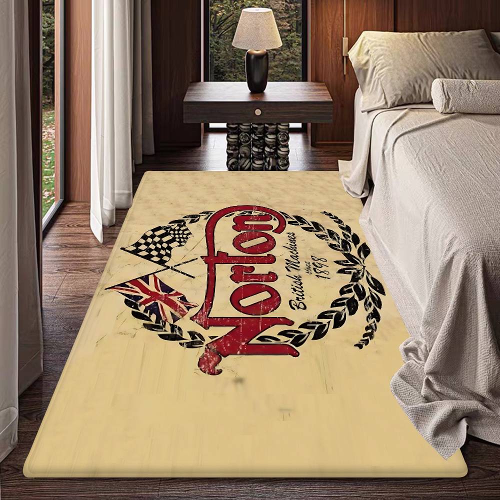 N-NORTON Motorcycle LOGO Floor Mat Cheaper Anti-slip Modern Living Room Balcony Printed Bedside Mats