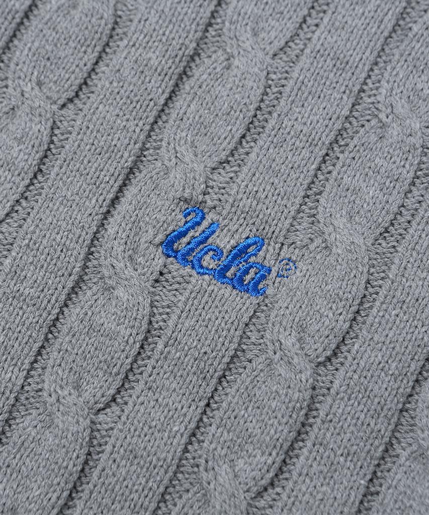 UCLA Unisex Round Neck Cable Knit [M-Grey](Uzalk8A_51)