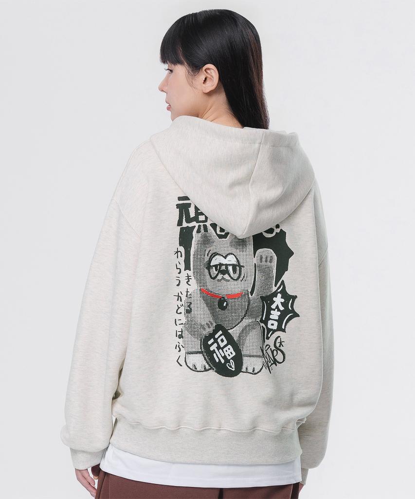 Ganbare Cat Oversized Hoodie Avh327 (3 Colors)