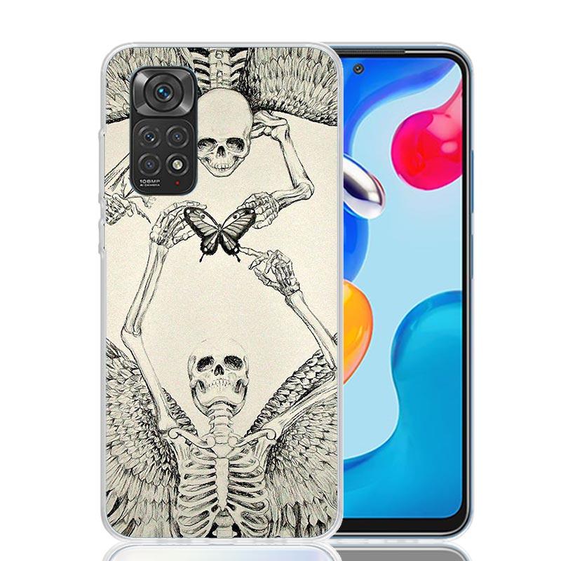 Dark Demon Black Skeleton Case Phone Cover for Xiaomi Redmi Note 14 13 12S 12 11S 11 11T 11E 10S 10 Pro Plus 5G Trend Fundas Not