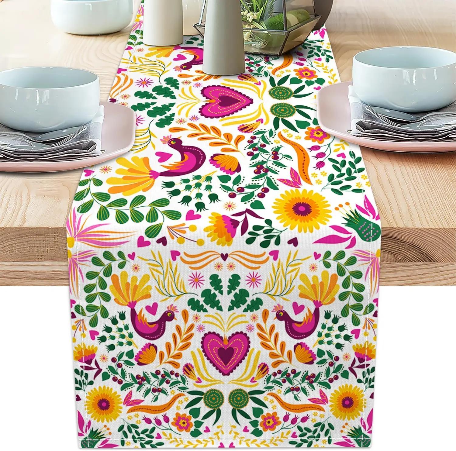 Mexicaanse Fiesta Linnen Tafelkleden Commode Sjaal Decor Wasbaar Huis Eettafelkleden Feestdecoraties 150x33cm