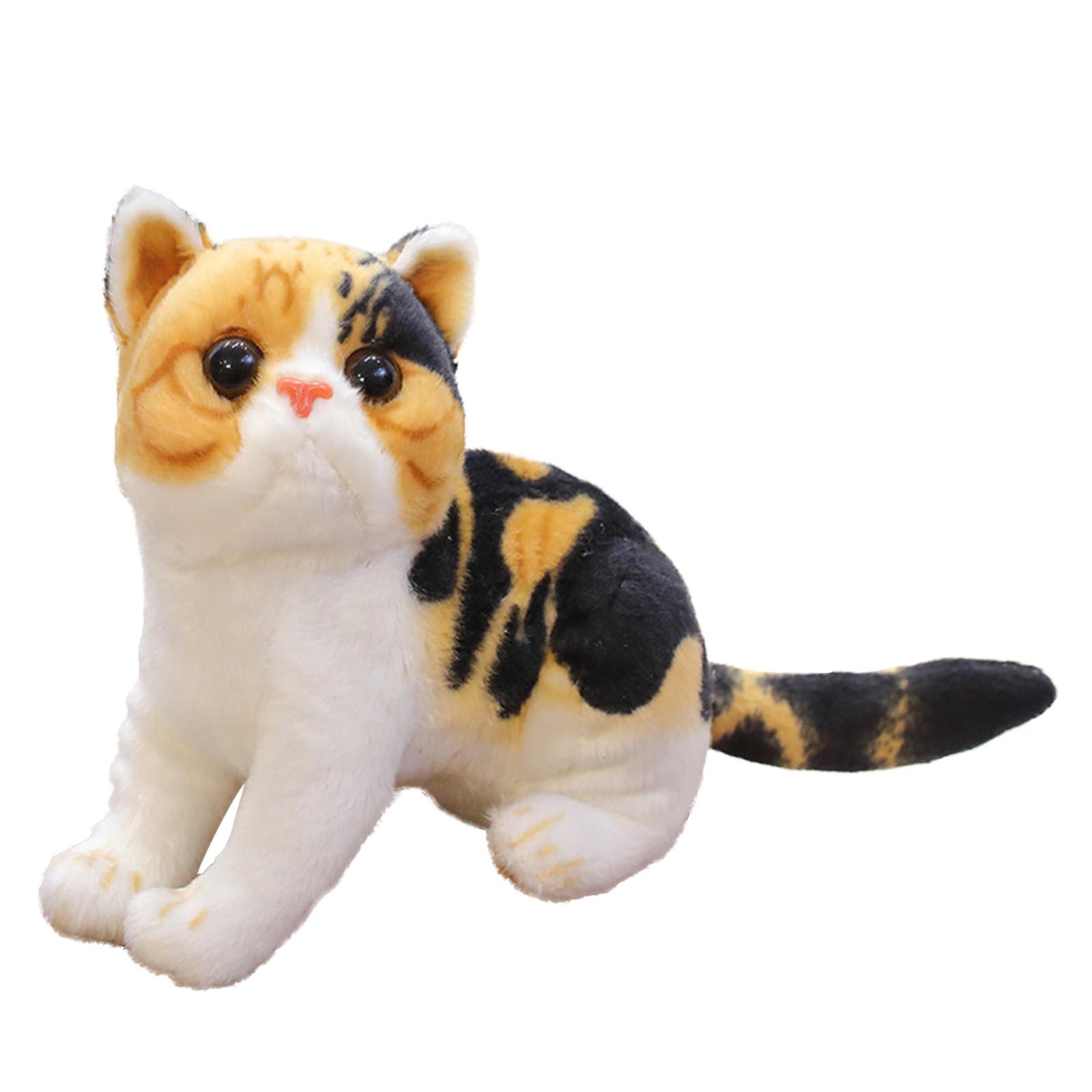 

Новая игрушка-симулятор кошки, милая маленькая кошечка, плюшевая кукла для детского комфорта и общения, подушка для домашних животных 26CM белый