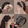 High-End Women's Bow Headband with Teeth - 2025 Face Washing & Hair Pressing Accessory