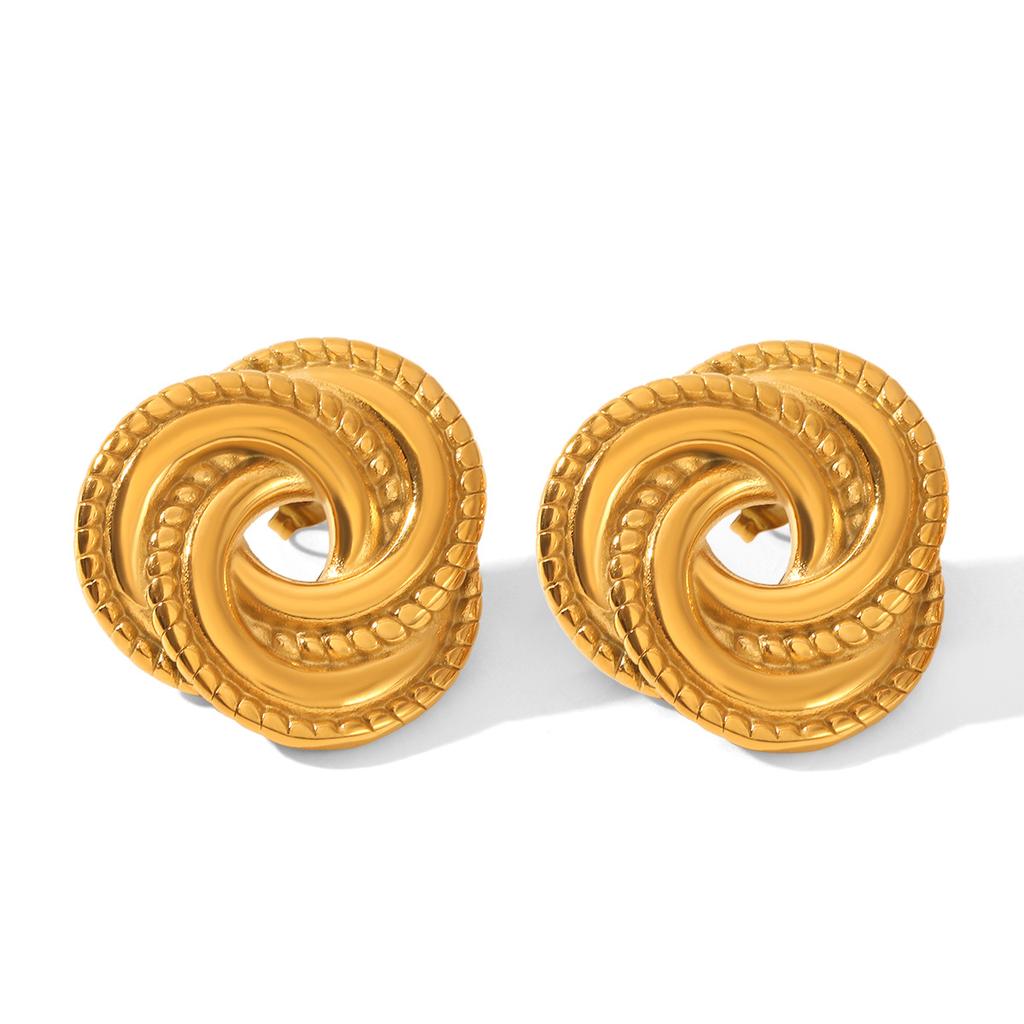 Gewindeohrringe nicht verblassend geometrisch Titanstahl Vintage Steckerohrringe für Damen Mode Schmuck leichter Luxus