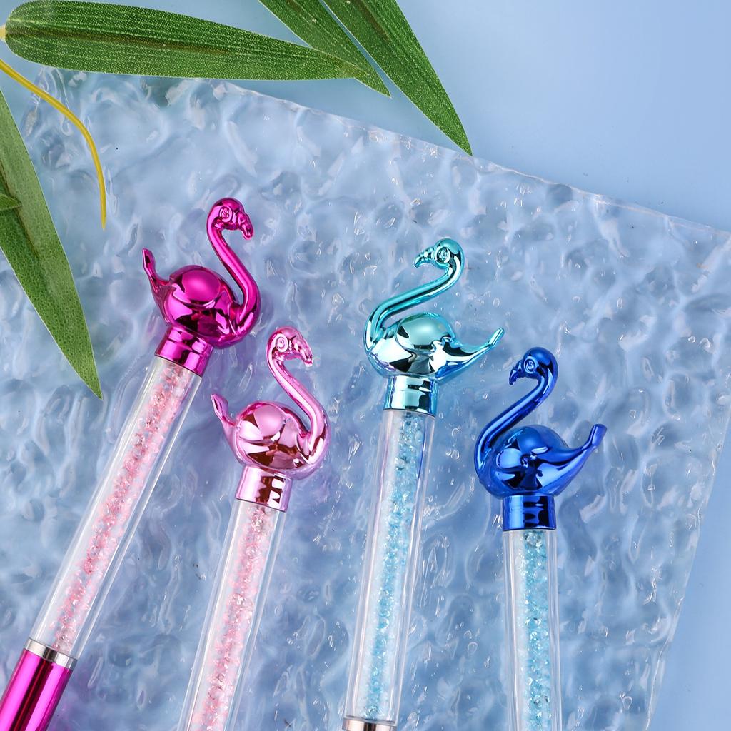 1Pc  Colored Metal Flamingo Pen 0.5mm Quick Drying Without Touching Hands Suitable for Office W, Diaries, and Student Classroom Prizes Back To School