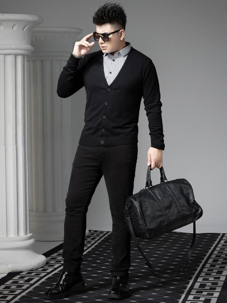 European Style Cardigan Fake Two-Piece Sweater Men's 2025 Autumn New Men's Knitwear Business Casual Base Shirt