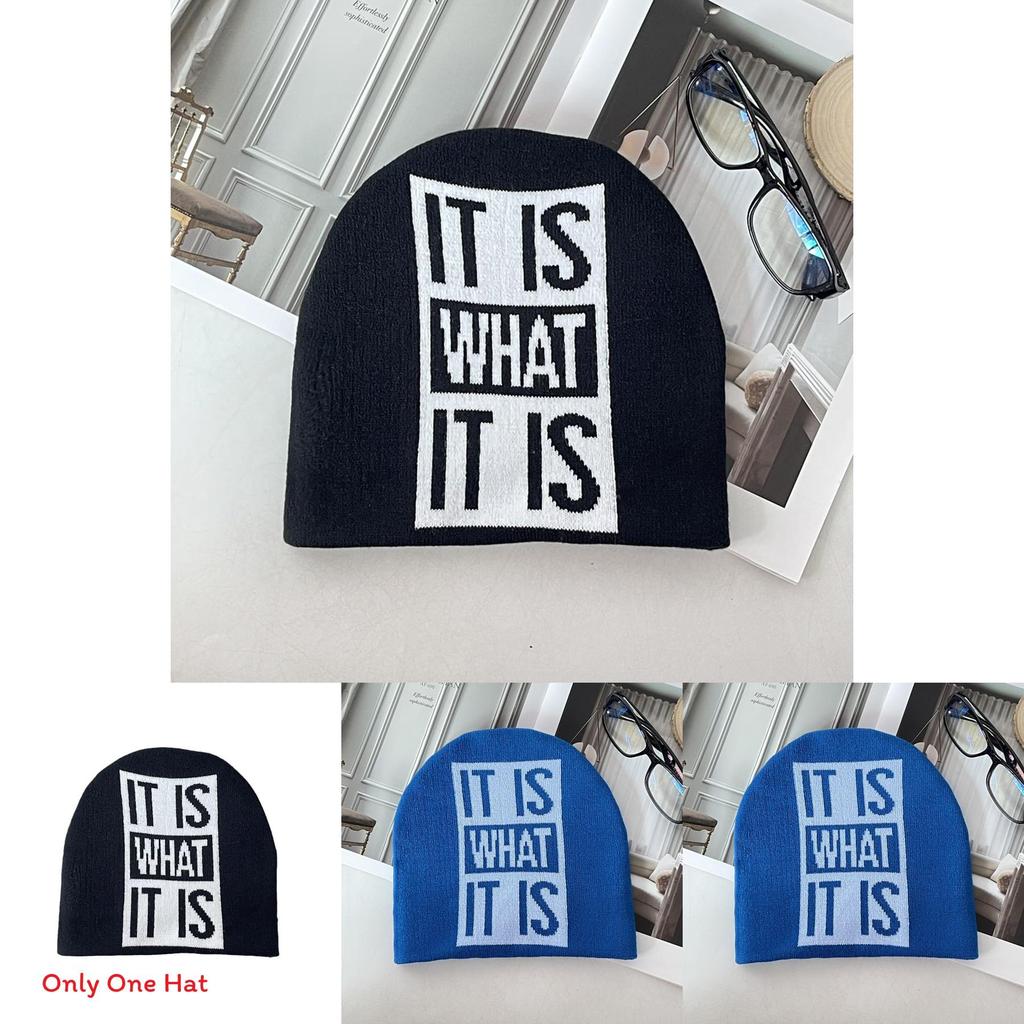 Casual Knit Beanie With Acrylic Material And Minimalist Letter Pattern For Autumn Outdoors