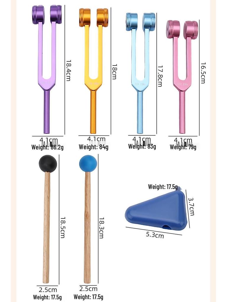 Aluminium Stimmgabel Lehrmittel Set - 8-teiliges farbiges Set mit Geschenkbox