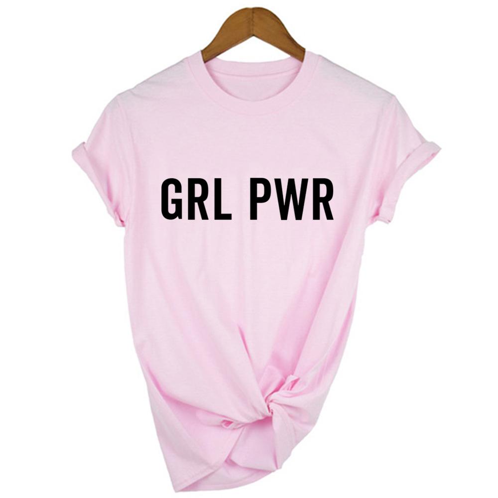 Grl Pwr Print Girl Power Female T Shirt Feminist Shirts 90S Casual Tee Tops Women S