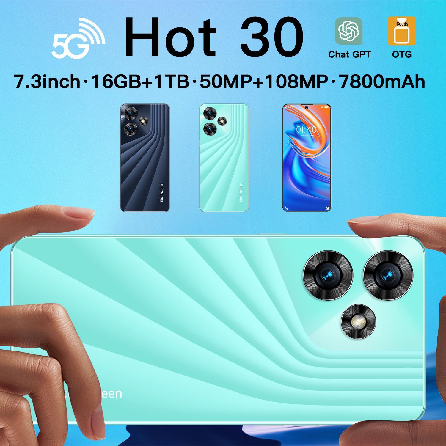 

New Android Smartphone 7.3-Inch, 16+1T, Hot 30 - Cross-Border Availability UK Plug [Not for domestic use]