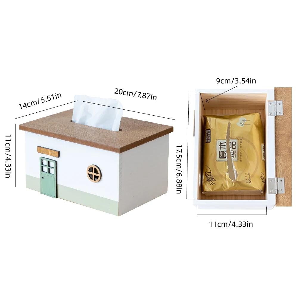 Creative Wooden Tissue Box Cover Rectangular Tissue Holder Dispenser Paper Cover Case Napkin Holder for Home Room Office Decor