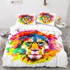 Lion Duvet Cover Set 3D Print Wild Animal Under Sunshine King Queen Size For Teens Kids Bedding Set Polyester Comforter Cover