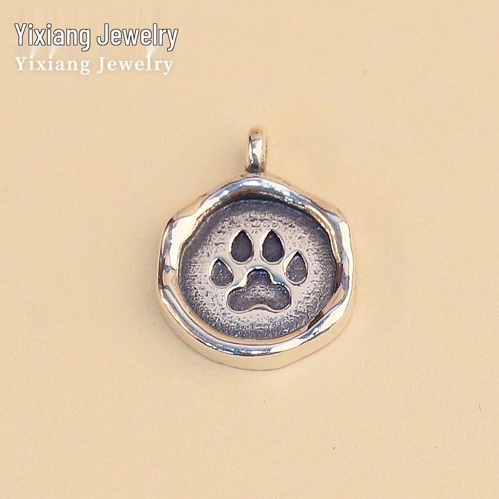 

Cute Cat Paw Print Sterling Silver Charm Pendant for DIY Bracelets S925 Silver