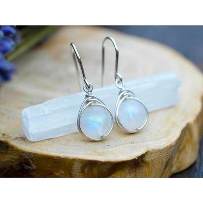 Moonstone Vintage Earrings European and N Punk Style Earrings with Rainbow Jewels and Stud Earrings