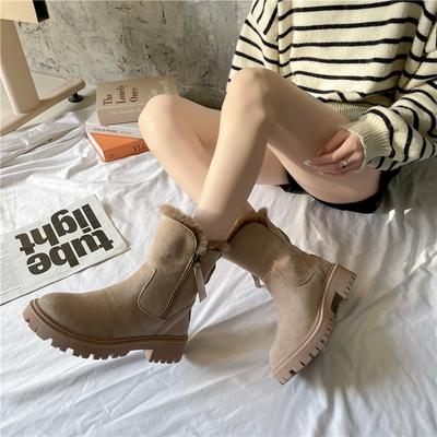 Large Size Thickened Warm Snow Boots Women's Winter New Boots Women's British Cotton Shoes Women's Zipper Velvet Cotton Boots