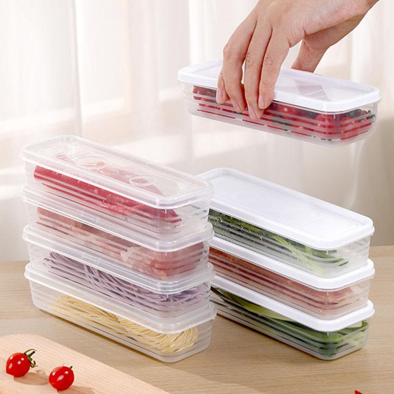 Boîte de conservation des aliments en plastique pour nouilles fraîches, boîte hermétique rectangulaire pour fruits, réfrigérateur, rangement, fournitures de cuisine, outil pour la maison