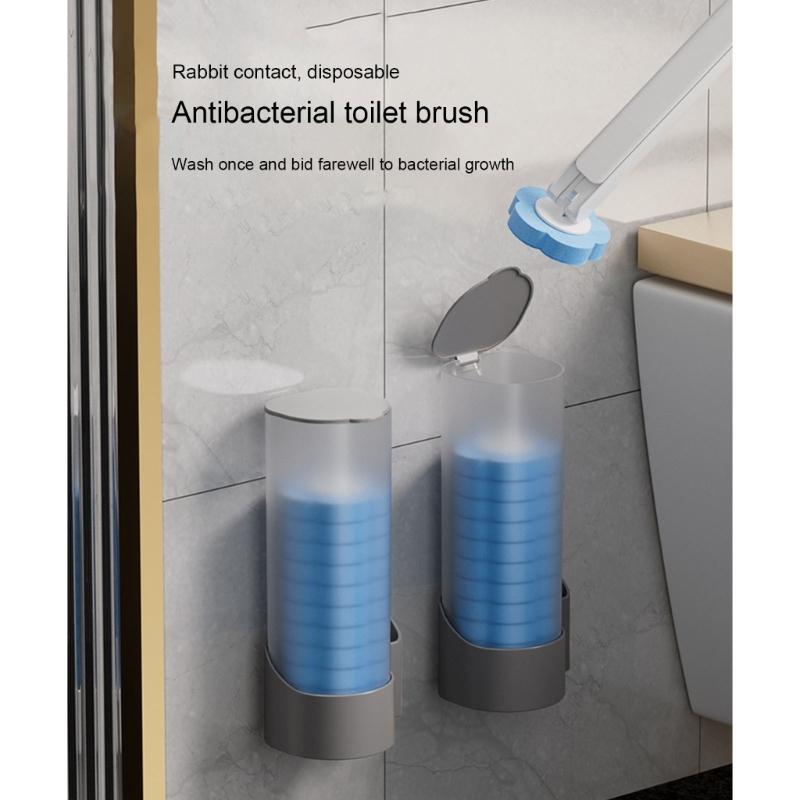 Disposable Toilet Brush Set Portable for Travel, Hotels, and Public Restrooms with Refill Sponge Heads