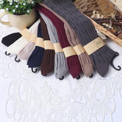 Women High Socks Pantyhose Cotton Over Knee Stockings Thigh Tights Knit