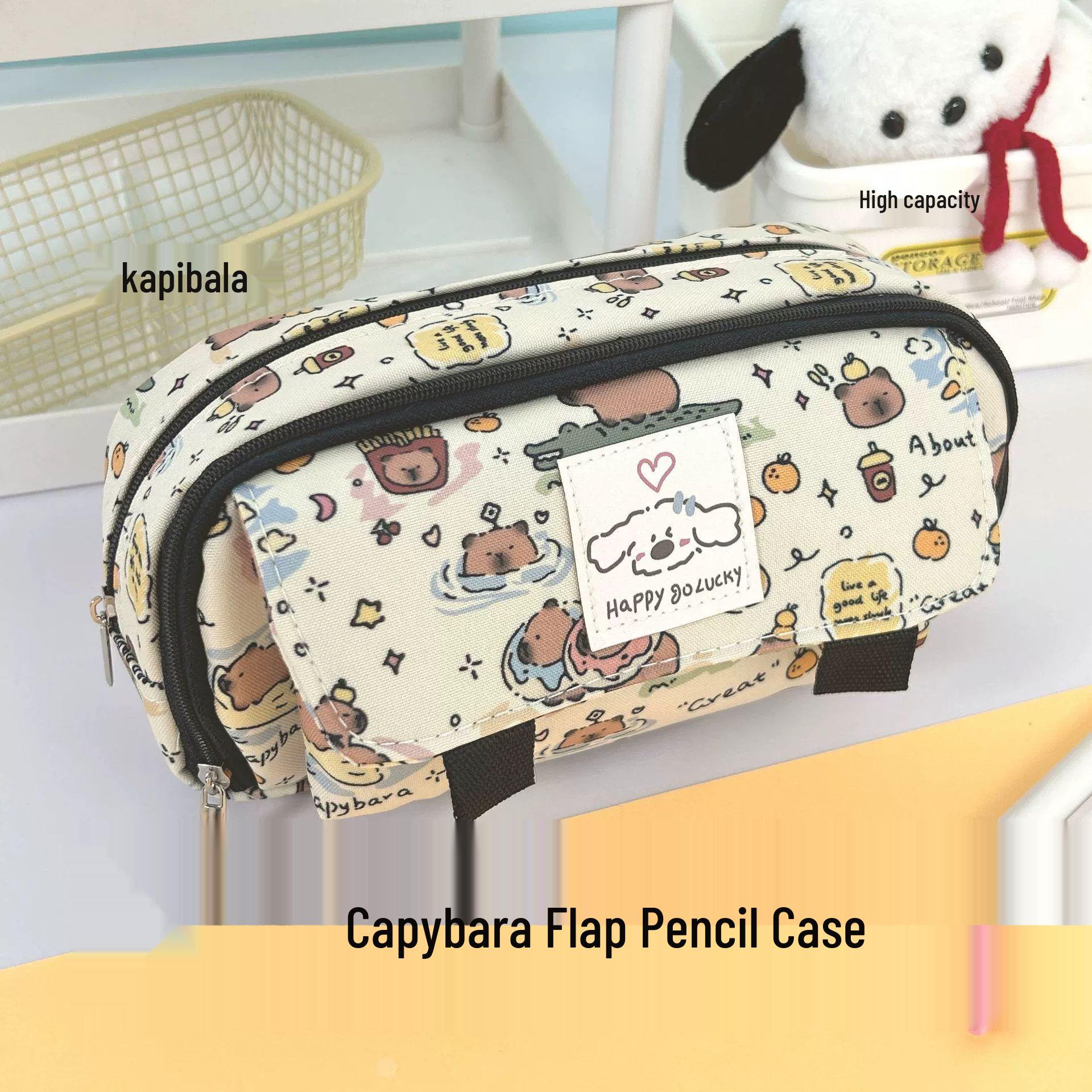 

Ретро принт с собаками, многослойный пенал и косметичка - Вместительное хранение канцелярских принадлежностей