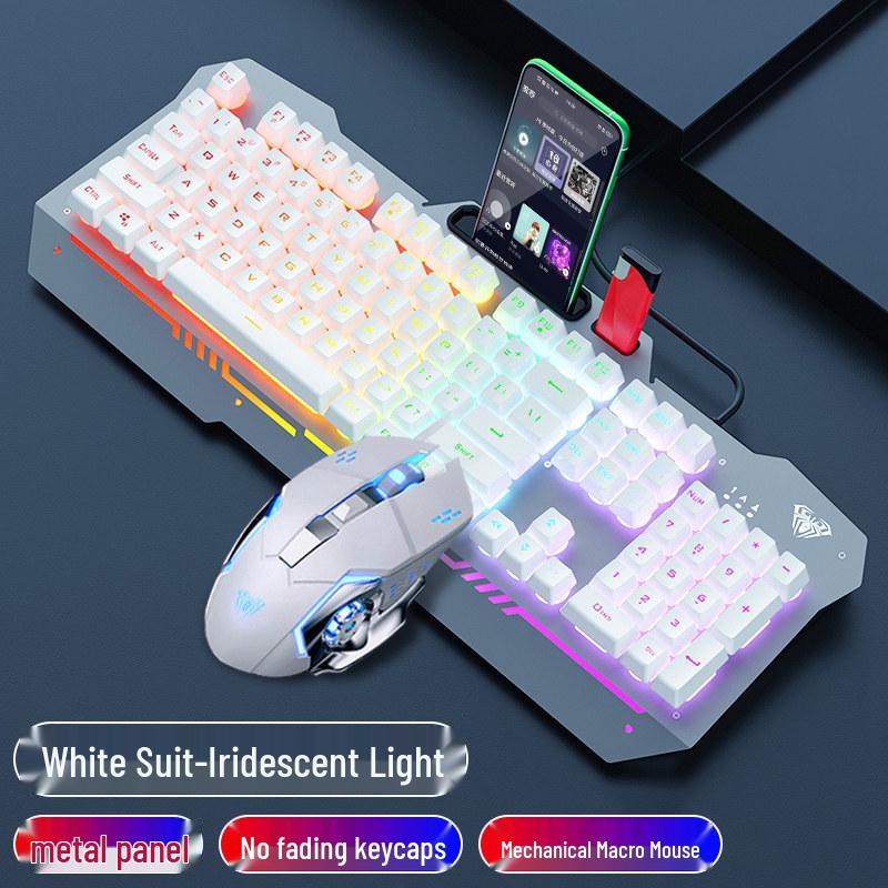 Wolf Spider F3010 Mechanical Gaming Keyboard & Mouse Set - Wired 3-Piece for Laptop/Office.