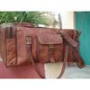 Braune Vintage echte Reisegepäck Duffle Sporttaschen für Herren aus braunem Ziegenleder