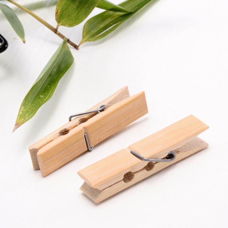 Pack of 20 Natural Bamboos Clothespins Bamboos Clip With Rustproof Spring for Laundry Craft Home Organization