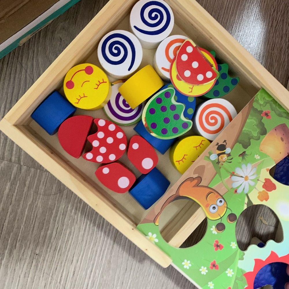 Jigsaw Wooden Montessori Toys Shape Colorful Matching Blocks  Boys and Girls