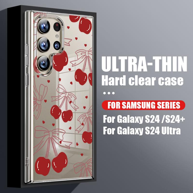 

Чехол с бантами и вишневым узором для Samsung Galaxy S26 S25 S24 Ultra S23 S21 FE S22 Plus A53 A54 A34 A15 A25 A35 A55 A26 A36 A56 5G Тонкий Прозрачный Жесткий Чехол Samsung A34 5G прозрачный