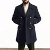Herren Herbst Winter Trenchcoat Umlegekragen Zweireihig Einfarbig Dick Langarm