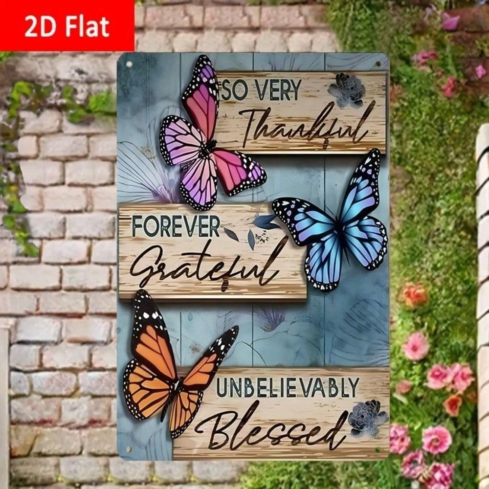 Vintage Metal Sign Butterfly Wall Decor Motivational Quote Rustic Iron Poster for Home Office