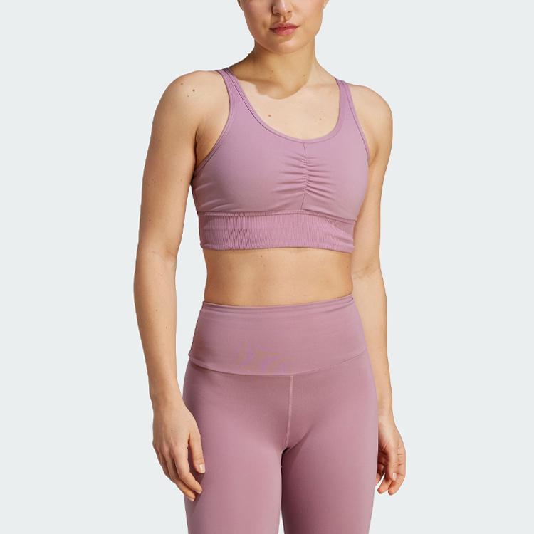 Adidas Essentials Medium-Support Bra Solid Logo Design Quick-Dry Yoga U-Back Sports Bra Women underwear Purple IL2944