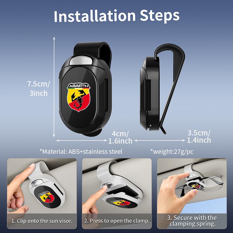 For Abarth Car Sun Visor Glasses Holder Sunglasses Case Eyeglasses Clip FIAT 500 FR Ducato Doblo Freemont Idea Stilo Panda