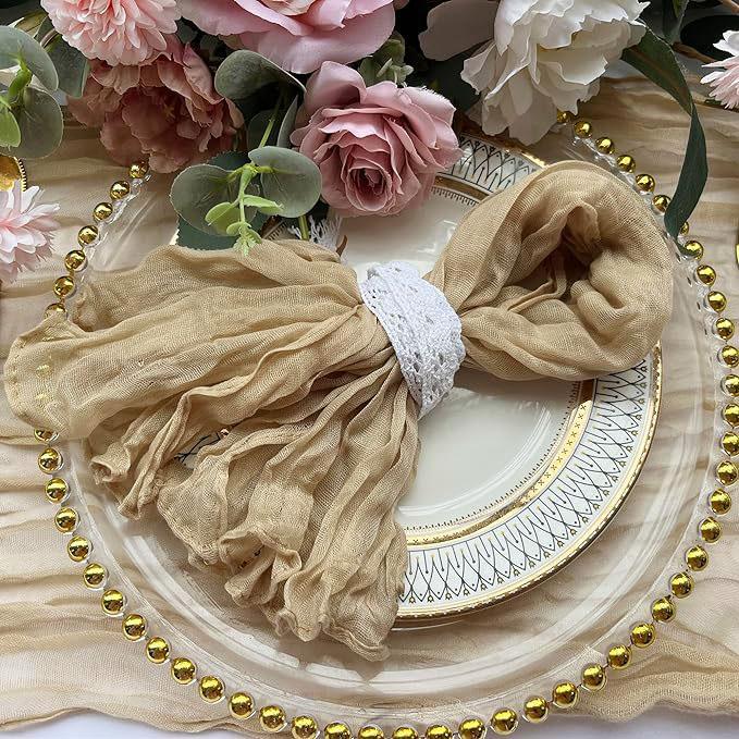 24Pcs Cheesecloth Napkins For Wedding Boho Gauze Table Napkins 50x50cm Christmas Banquets Arches Baby Shower Serving Table Decor