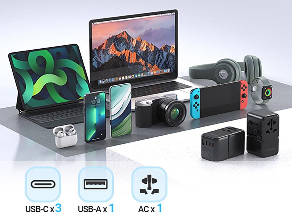 Adaptor Universal de Călătorie MINIX TP140 140W, 3*USB-C 1*USB-A