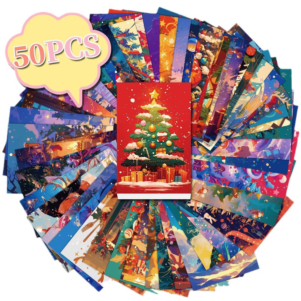 50 Christmas Day Celebration Christmas Eve Wall Decoration Cards Children Diy Indoor Bedroom Message Postcards