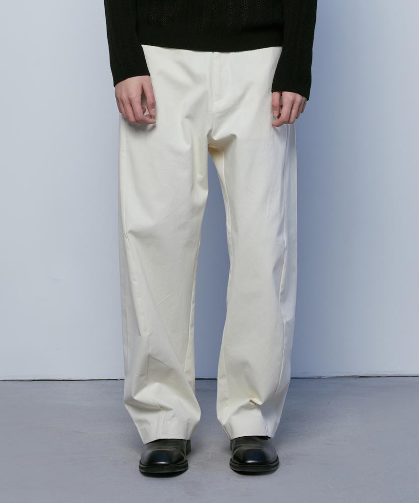 KNITTED Cotton Wide Cut Pants Ivory