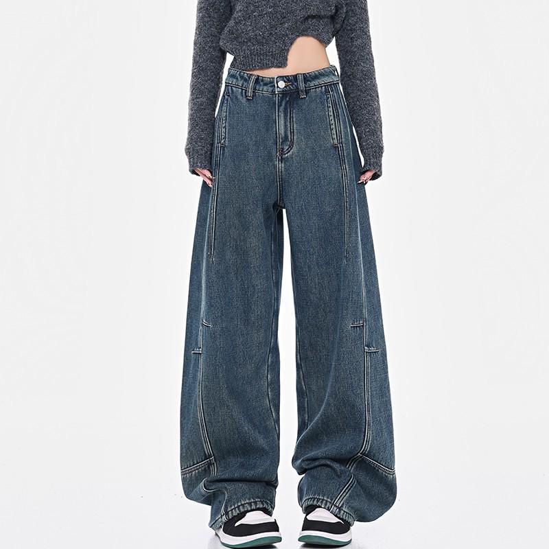 

American Retro Scimitar Pants: Unisex, Trendy, Rebellious, Stylish Jeans Large синий