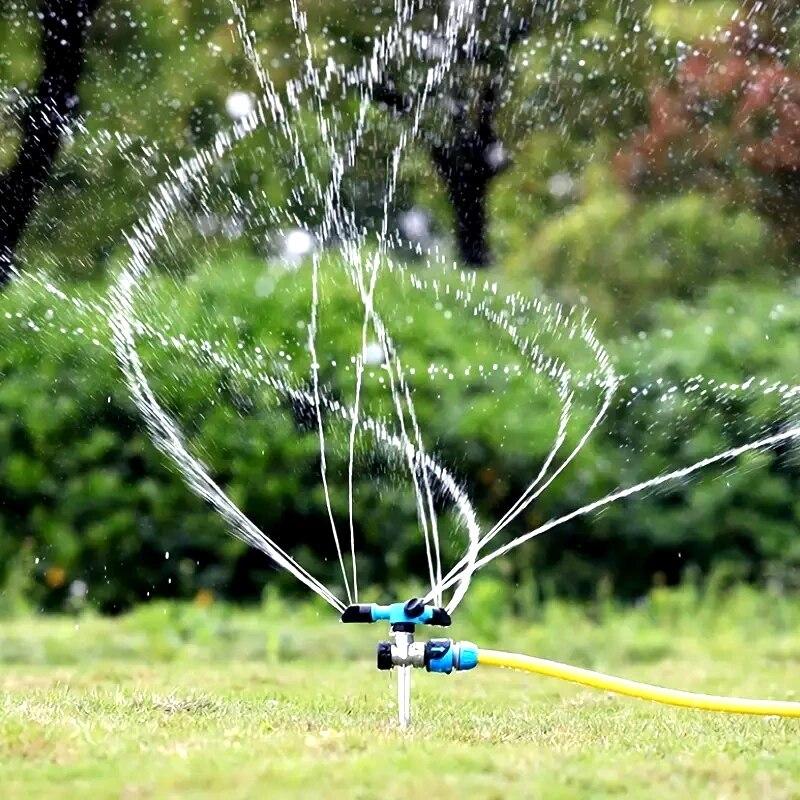 1pc Garden Sprinkler,Rotating Lawn Sprinkler For Yard 360-DegreeAutomatic Rotating Three-Fork Sprinkler Head Lrrigation RotarySp