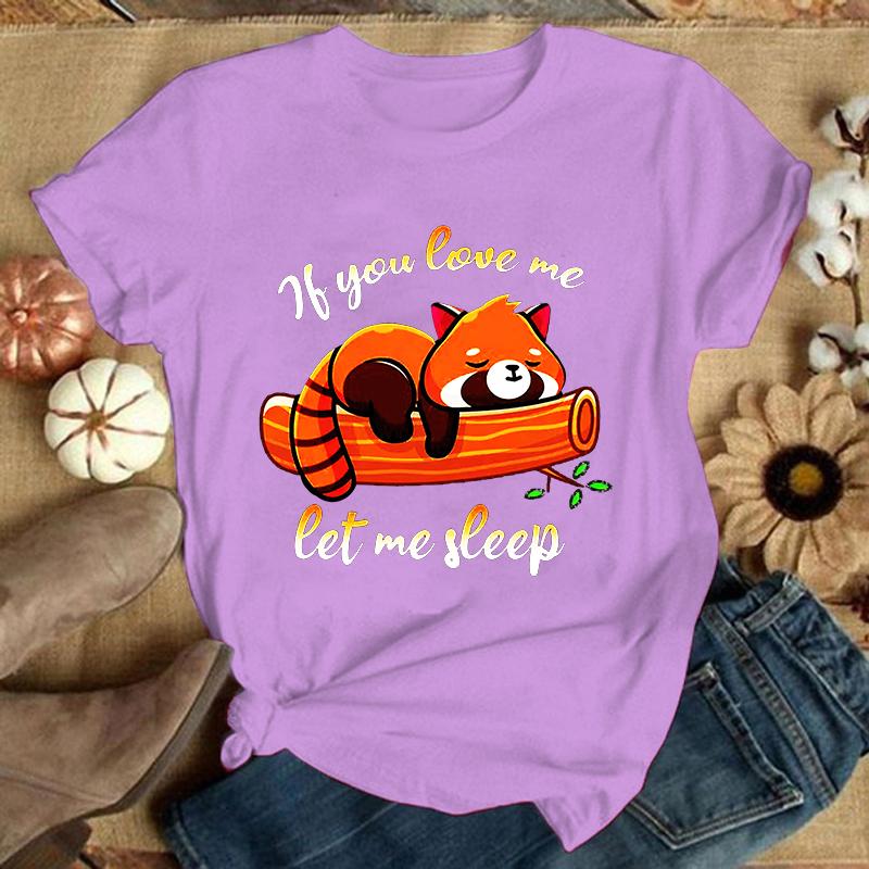 (Premium T-shirt)Fashion Funny Panda If You Live Me Let Me Sleep Printed T-Shirts Women Summer Casual Short Sleeve T-Shirts