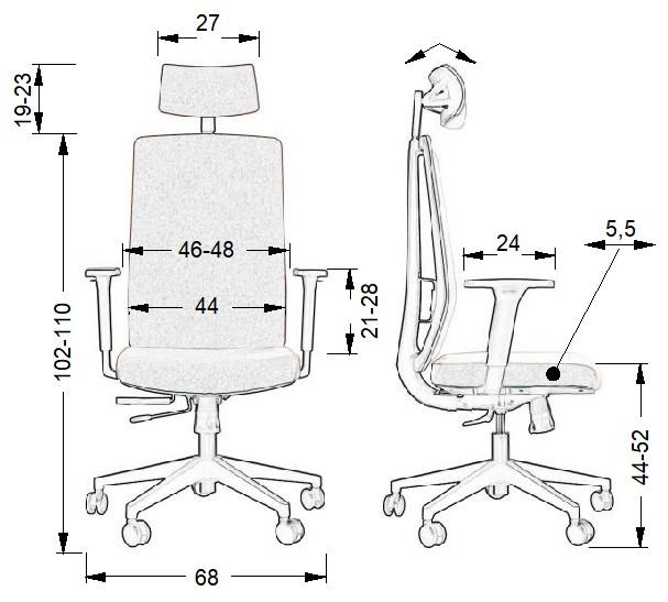 Swivel chair with extendable seat ZN-807-B tk.30