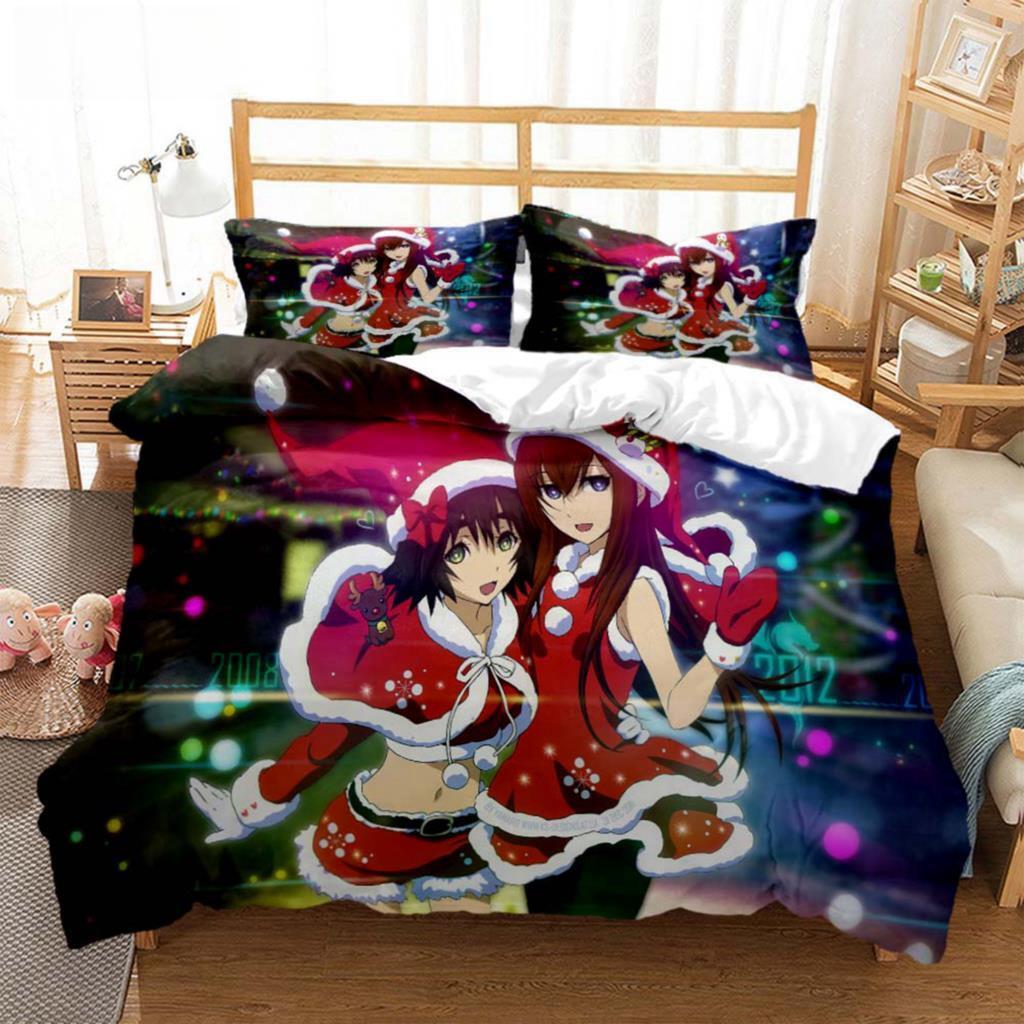 Steins;Gate Bedding Set Single Twin Full Queen King Size Bed Set Adult Kid Bedroom Duvet Cover Sets 3D Print Anime Bed Sheet Set
