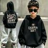 Retro California Coastal Surf Letter Print Kids Hoodie Loose Oversized Pullover Boys Girls Streetwear Sweatshirt